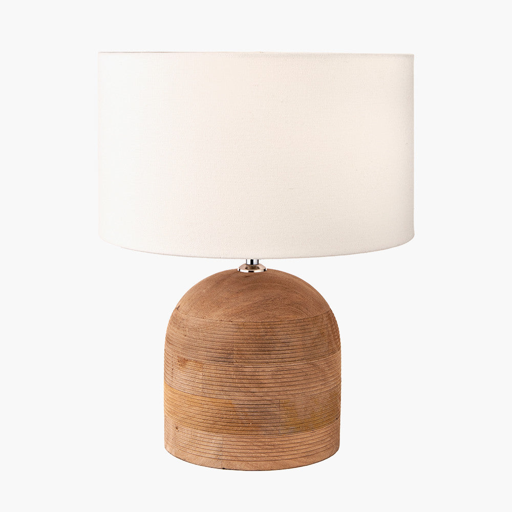 Nelu Natural Engraved Wood Dome Table Lamp - Base Only